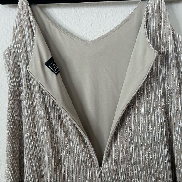 Alex Evenings Gold Metallic Shimmer Maxi Dress Size 14 - Picture 7 of 10